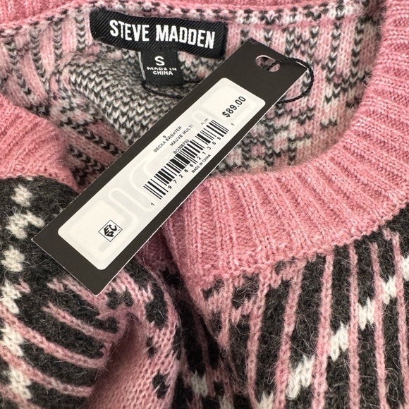 Steve Madden Pink and Black Plaid Sweater Size S NWT - Picture 7 of 9